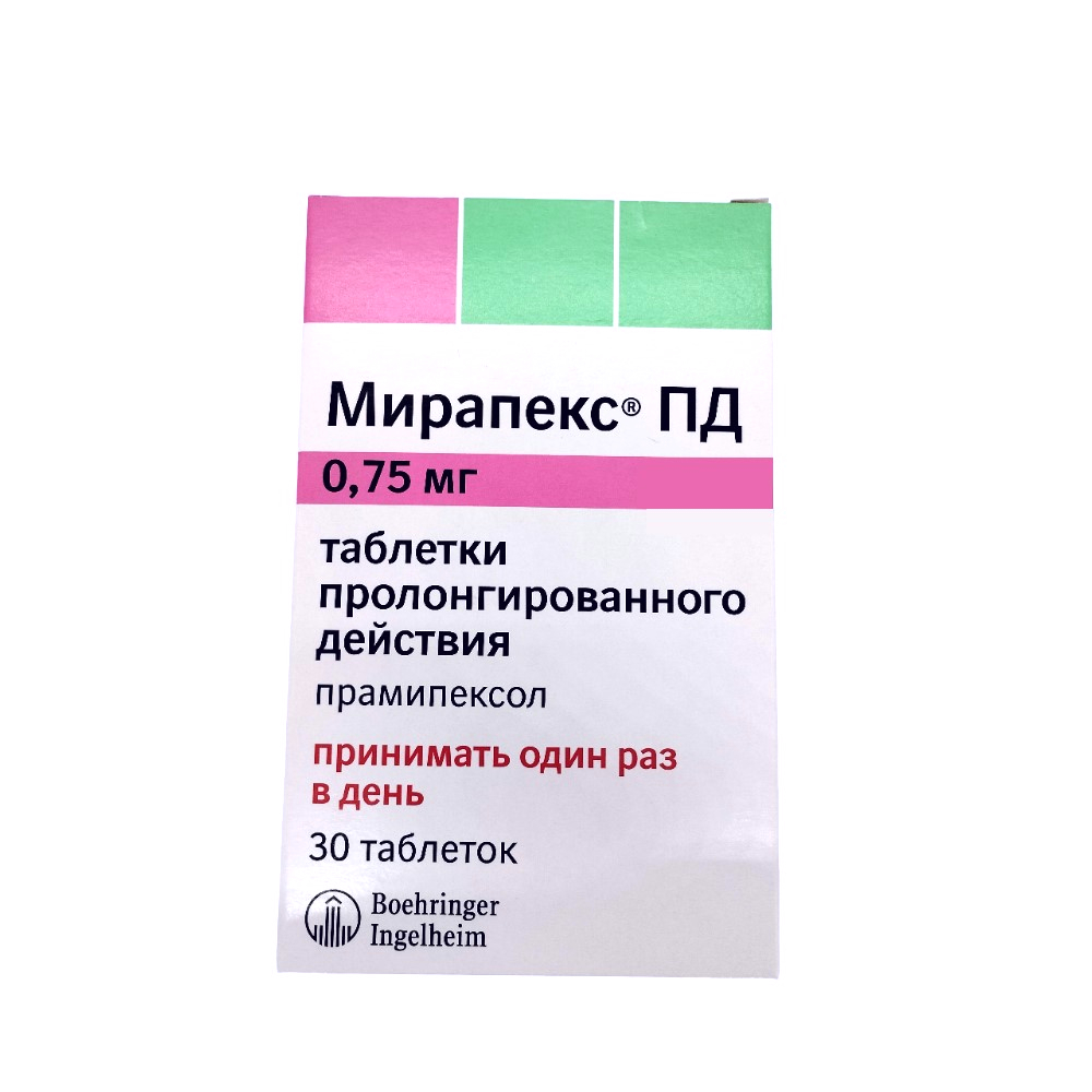 Мирапекс ПД таблетки пролонг. 0,75мг блистер №30