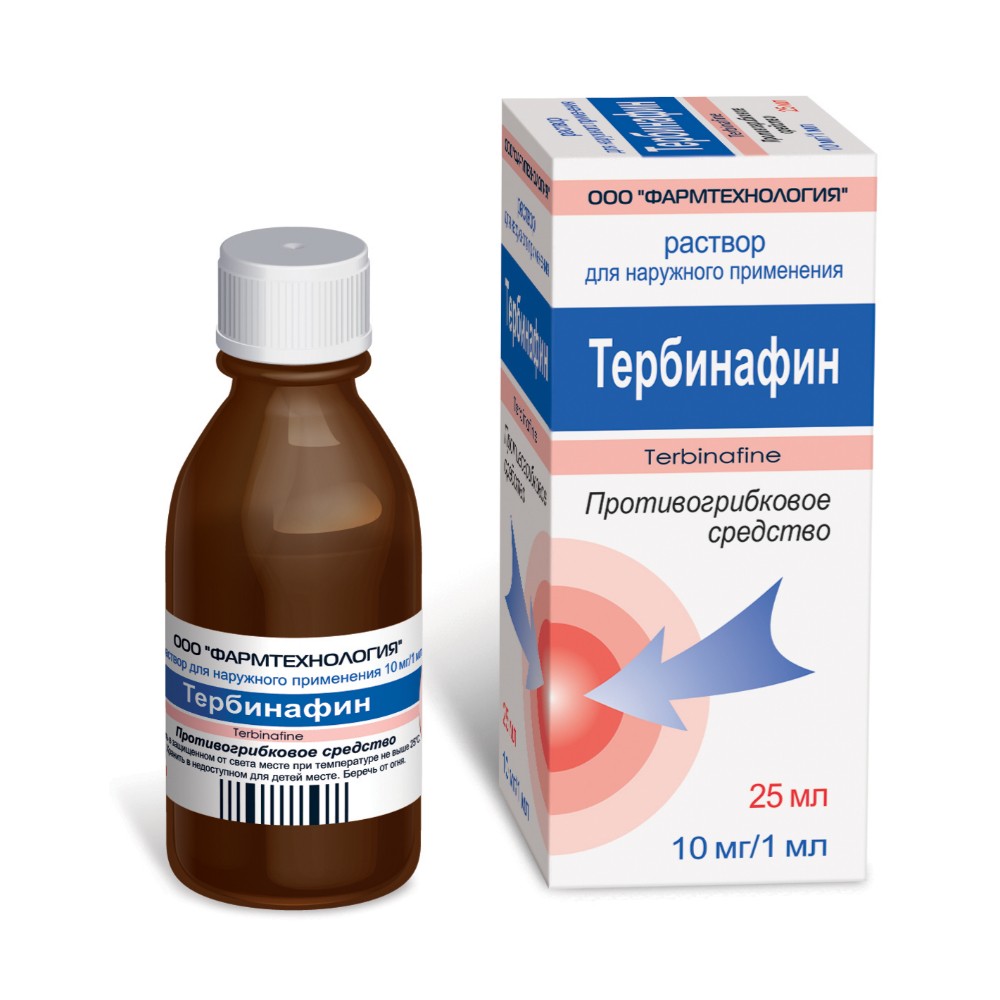 Тербинафин р-р для наруж. прим. 10мг/мл 25мл флакон №1
