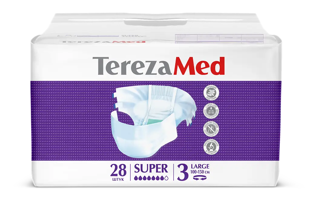 Подгузники мед одноразовые впитывающие для больных с недержанием Large Super №3 TEREZAMED №28