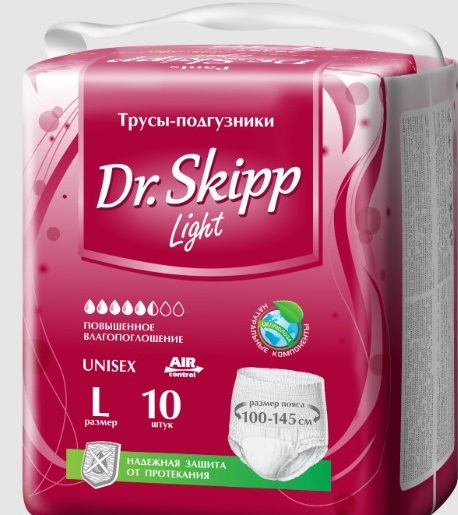 Подгузники-трусы для взрослых Dr.Skipp light р-р L-3 (100-145см) №10