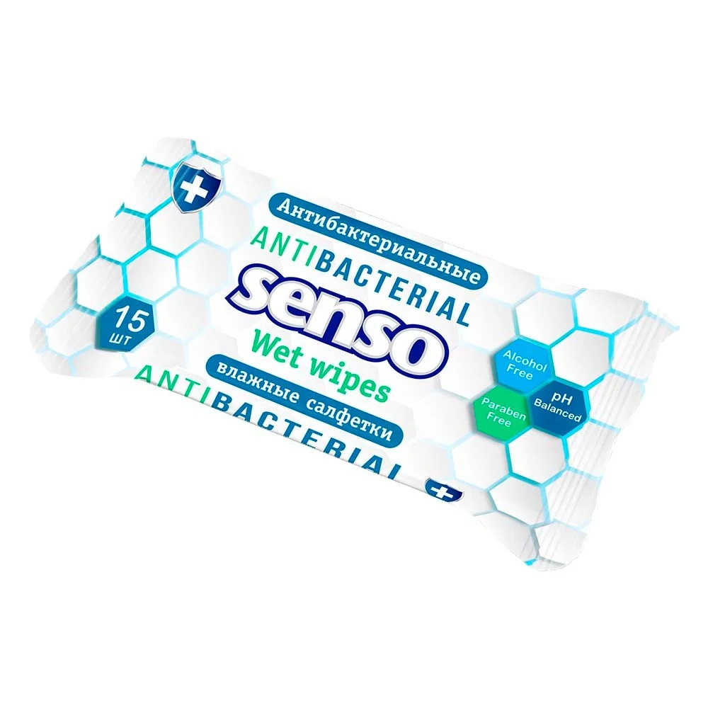 Салфетки влажные антибактериальные Senso №15
