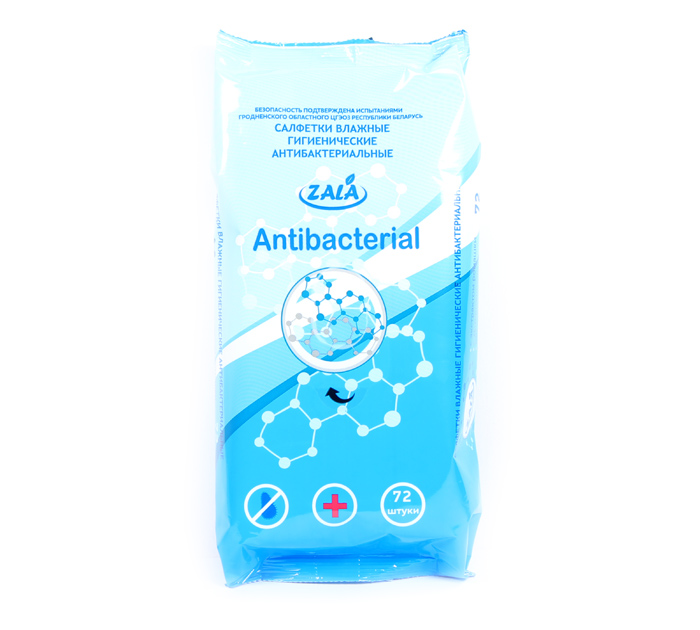 Салфетки влажные гигиенические ZALA антибактериальные №72