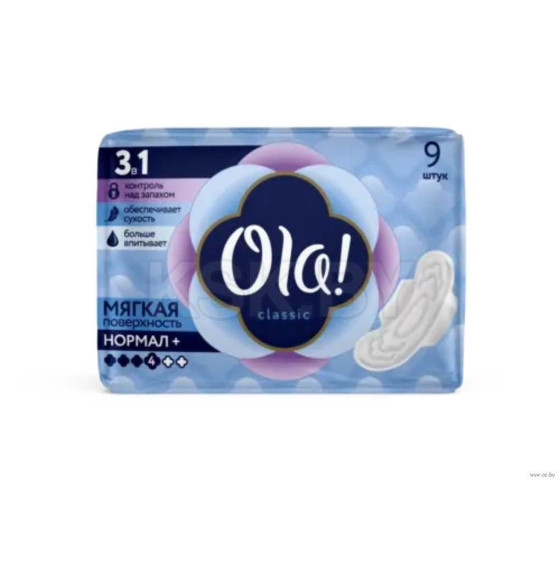 Прокладки гигиенические женские толстые Мягкая поверхность Ola! Wings  Singles Normal №9