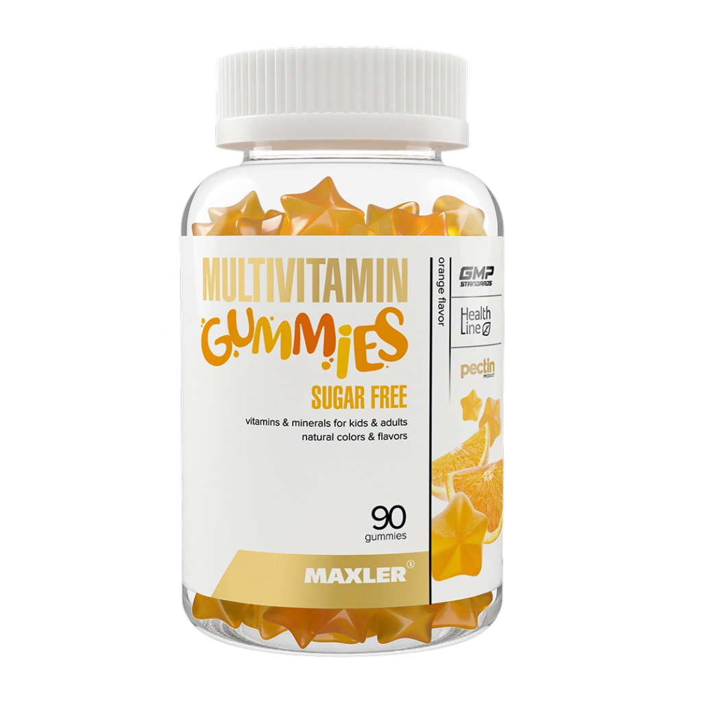 Мультивитамин гаммиз шугар фри МАКСЛЕР жевательная конфета вкус апельсин 2г №90 БАД