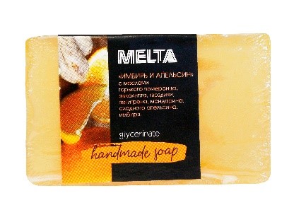 Мыло ручной работы с добавлением эфирных масел Бленд Имбирь и апельсин Melta 100г