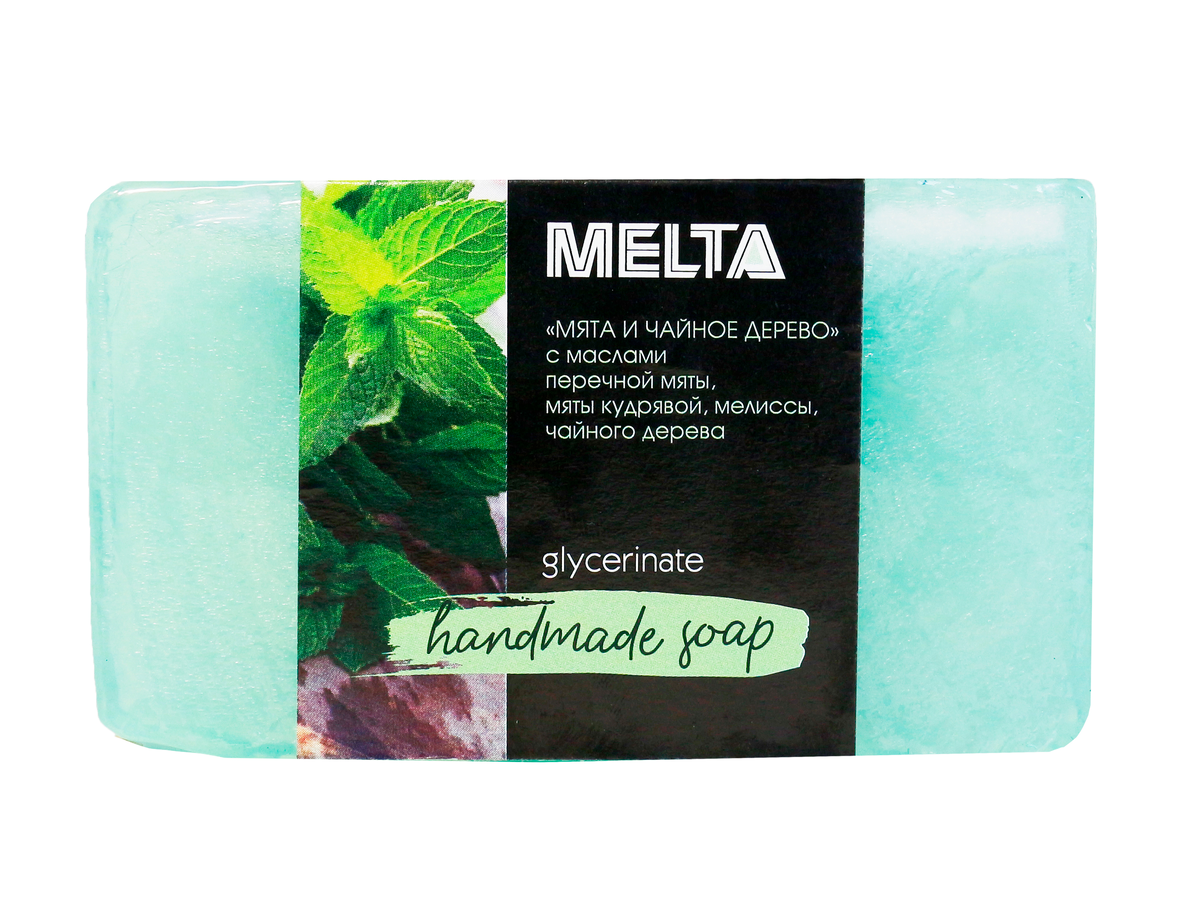 Мыло ручной работы с добавлением эфирных масел Бленд Мята и чайное дерево  Melta 100г