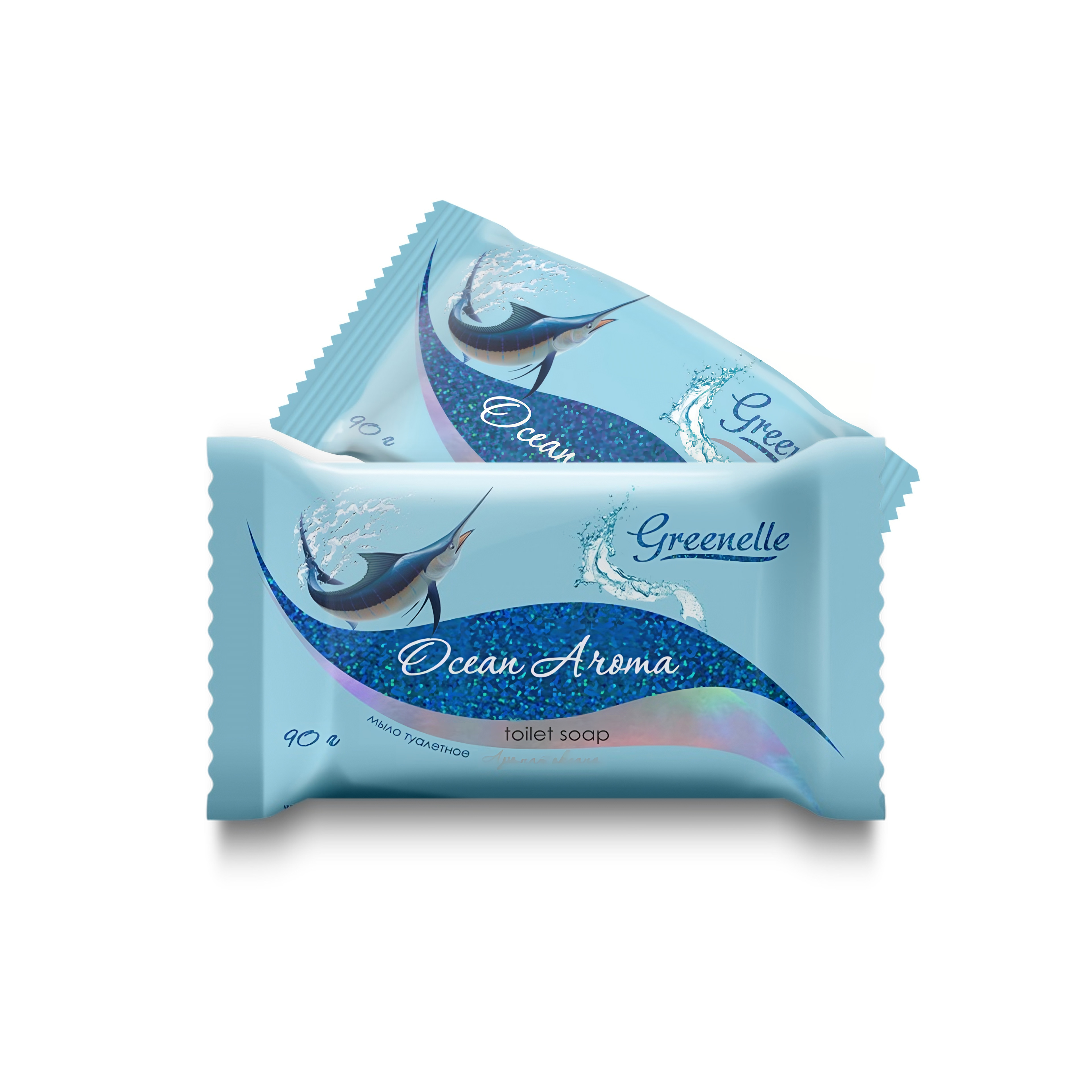 Мыло туалетное твердое Аромат океана марка Классическое  флоу-пак 90г