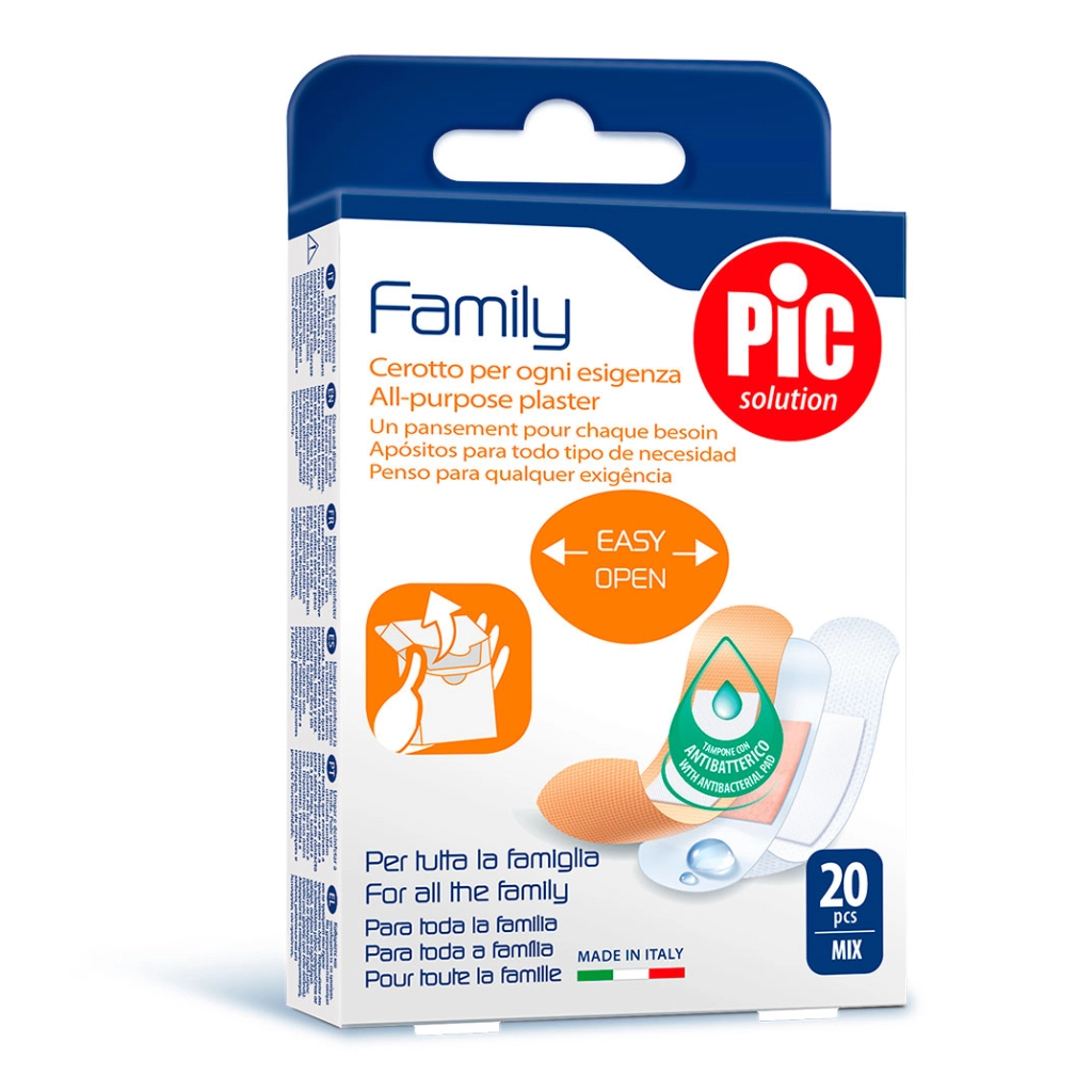 Набор пластырей Family с антибак. подушечкой д/семьи:19х72мм Classic и Delicate дет., 25х72мм Aquabloc №20