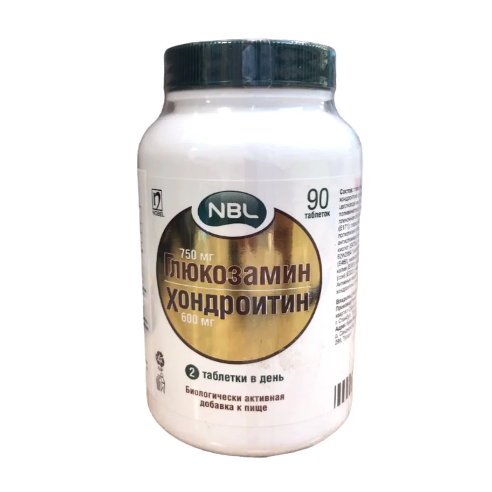 НБЛ Глюкозамина гидрохлорид 750мг/ Хондроитина сульфат 600мг табл п/о №90 БАД