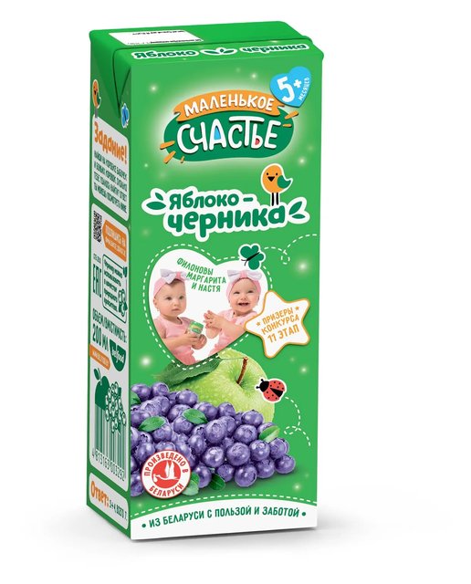 Нектар яблочно-черничный восстан. для детского питания для детей раннего возраста стерилиз. 