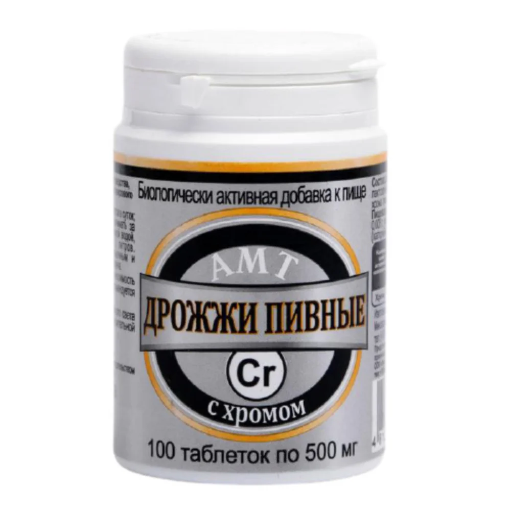 АМТ-Дрожжи пивные с хромом 500мг №100 БАД