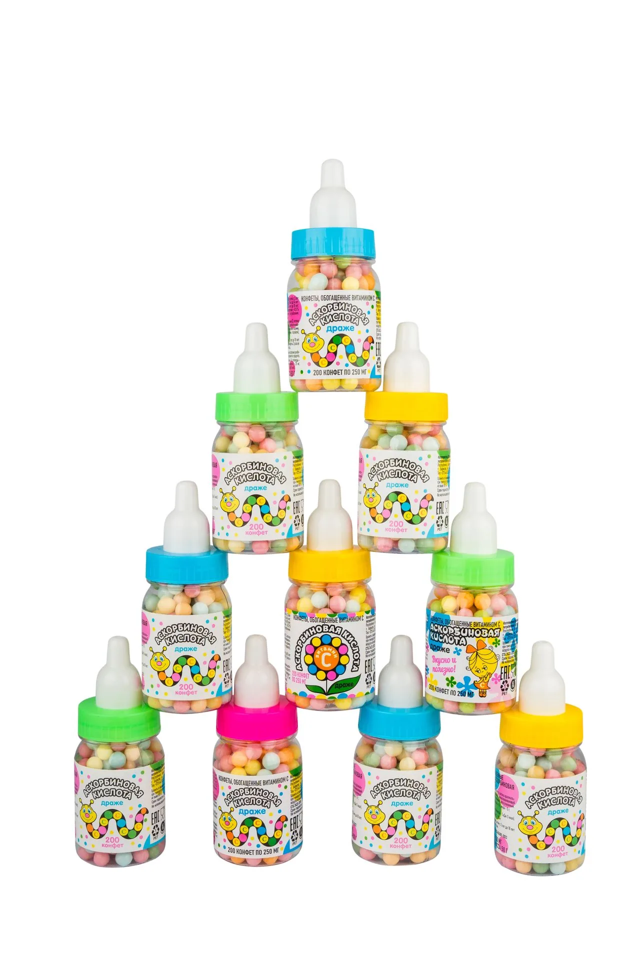 Аскорбиновая кислота драже конфеты обогащен вит С 250мг упаковка №200 (соска)
