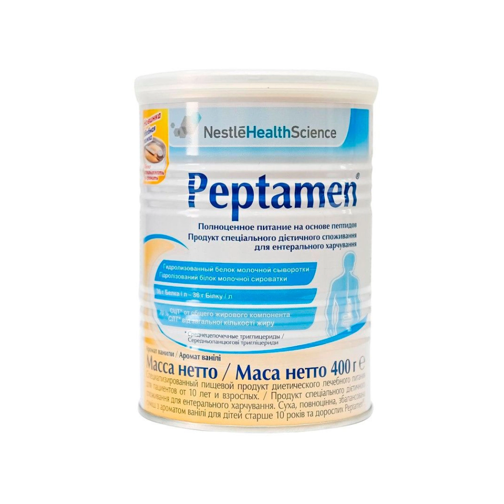 Пептамен спец. пищ. пр-кт диет. леч. питания для детей старше 10 лет и взрослых с ароматом ванили 400г