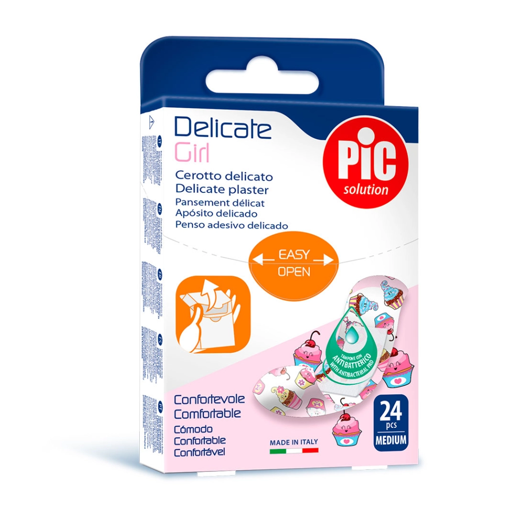Пластырь Delicate 19мм 72мм №24 с антибак. подушечкой д/чувств кожи GIRL для детей