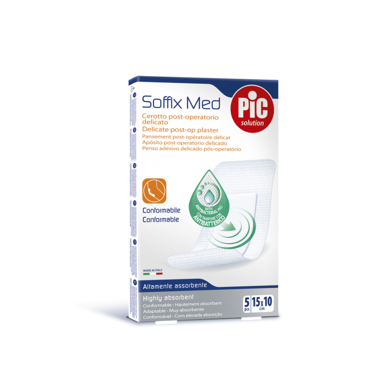 Пластырь Soffix Med 15см 10см №5 стерил. послеоперац. адаптив. с антибак. подушечкой д/чувств. кожи