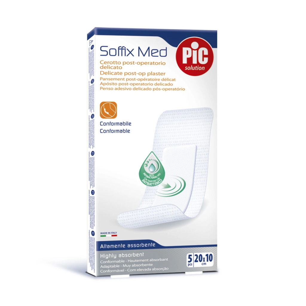Пластырь Soffix Med 20см 10см №5 стерил. послеоперац. адаптив. с антибак. подушечкой д/чувств. кожи