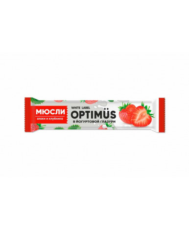 Батончик-мюсли Optimus 30г Злаки и клубника в йогуртовой глазури 