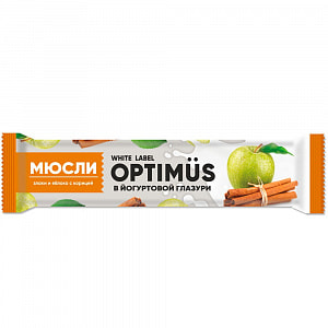 Батончик-мюсли Optimus 30г Злаки и яблоко с корицей в йогуртовой глазури