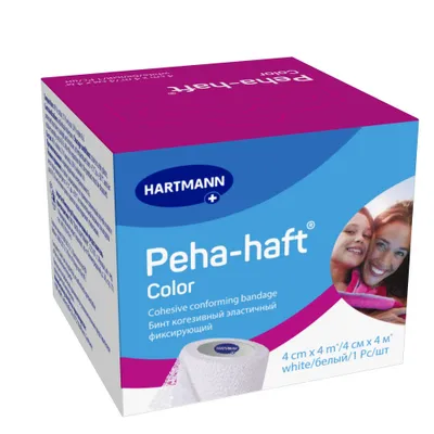 Бинт когезивный эластичный фиксирующий Peha-haft Color white/белый 4м*4см