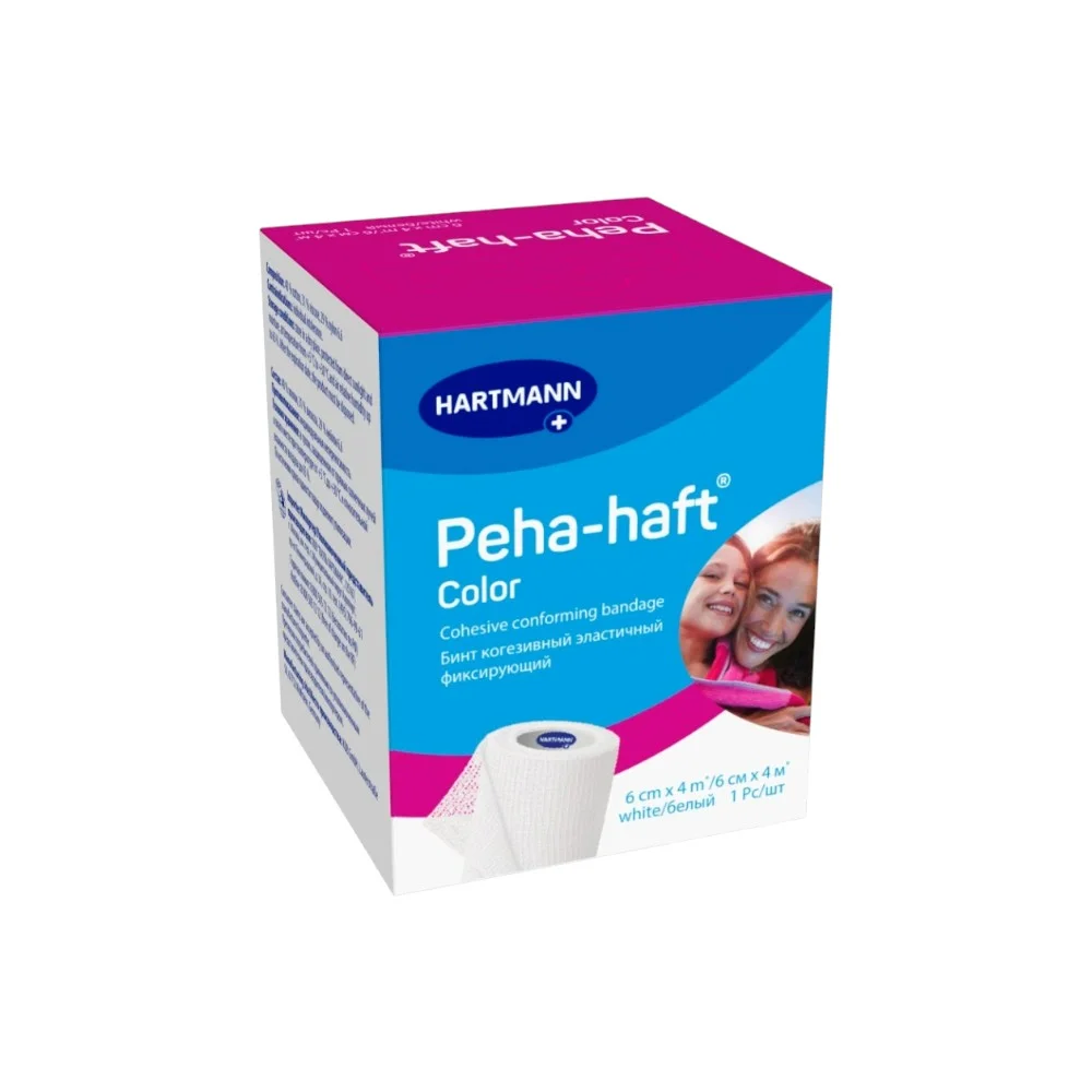 Бинт когезивный эластичный фиксирующий Peha-haft Color white/белый 4м*6см