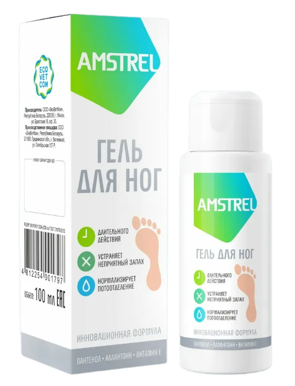 Гель AMSTREL для ног против запаха и пота 100мл