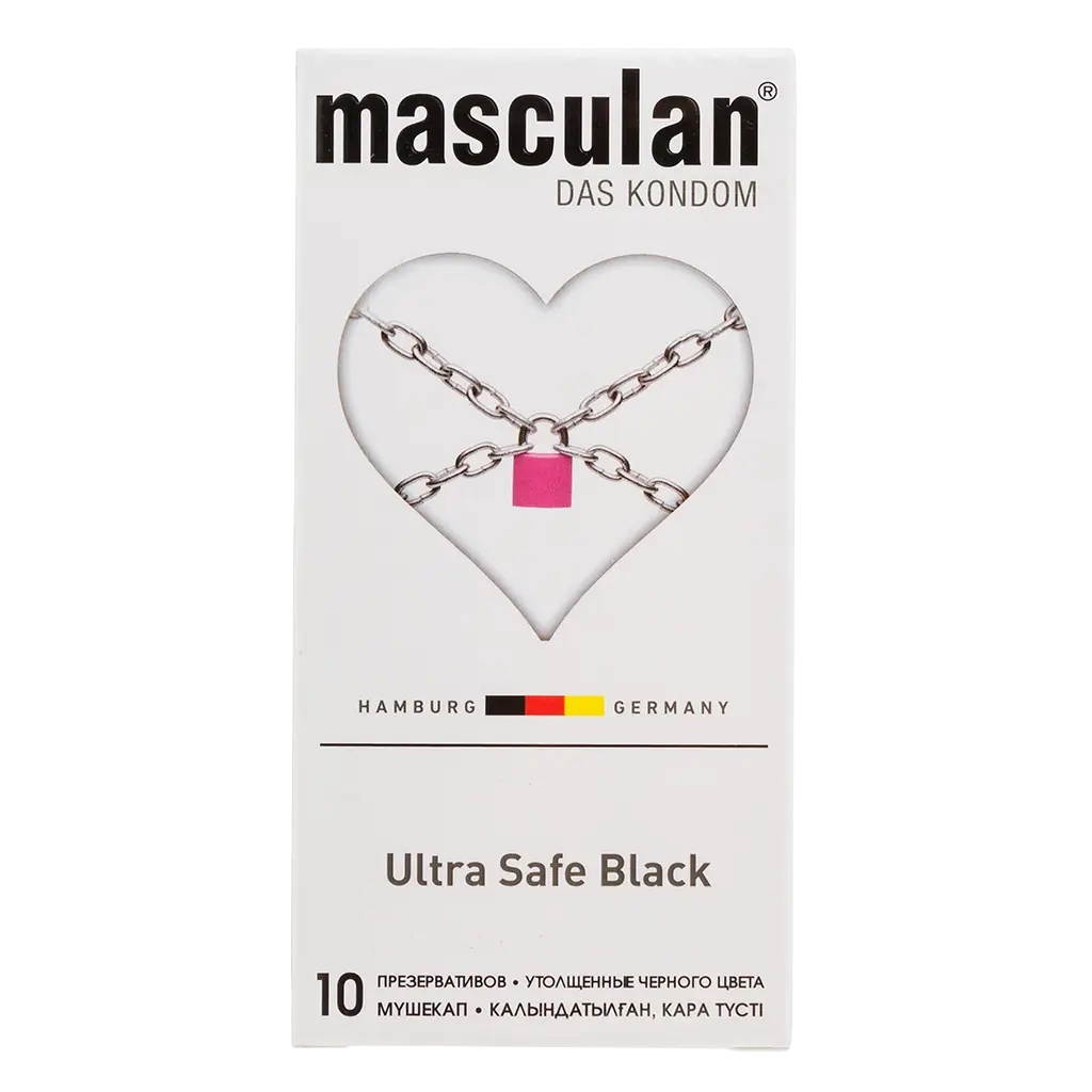 Презервативы Masculan Ultra Safe Black утолщенные черного цвета №10