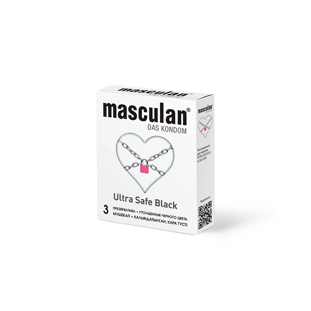 Презервативы Masculan Ultra Safe Black утолщенные черного цвета №3