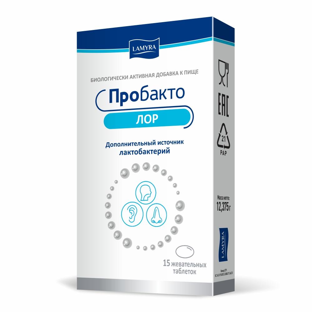 Пробакто Лор жевательные таблетки №15 со вкусом смородины Бад