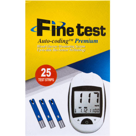 Система мониторинга глюкозы в крови Finetest Auto-coding Premium (глюкометр+тест-полоски №25+устройство ланцетное+ланцеты)
