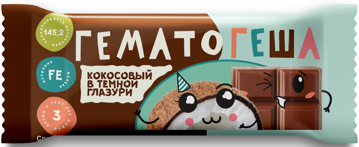 Гематогеша кокосовый в темной глазури 40г Специализированная пищевая продукция