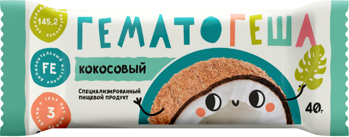 Гематогеша кокосовый специализированная пищевая продукция 40г
