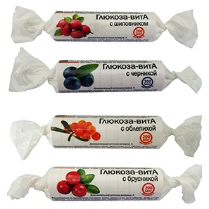 Глюкоза-витА с брусникой, таблетки по 2,6 г №10 БАД