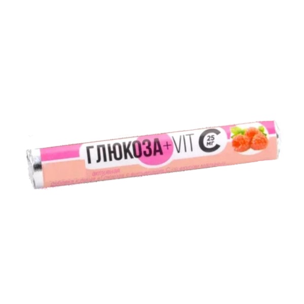 Глюкоза с витамином С таблетки со вкусом малины 2,6г №14 БАД