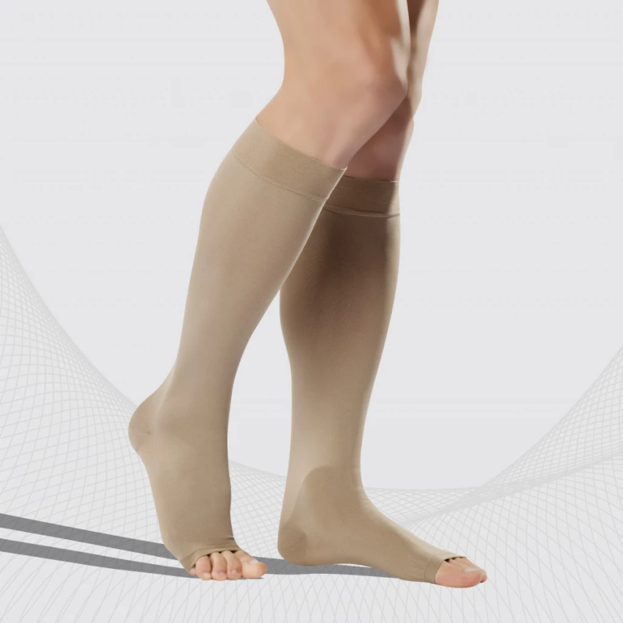 Гольфы компрессионные без мыска  унисекс ELAST 0408 LUX (Iкласс компрессии 18-21 mmHg) р.3  рост2 (песочный)