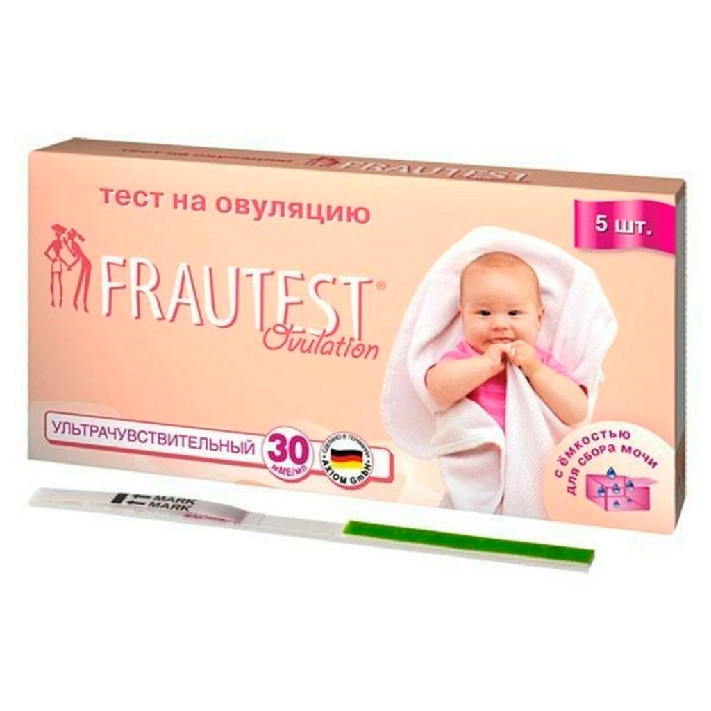 Тест для определения овуляции Frautest тест-полоска с емкостью для сбора мочи упаковка №5