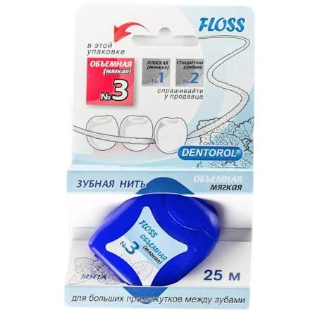 Зубная нить DENTOROL №3 Объемная (мягкая) 25м