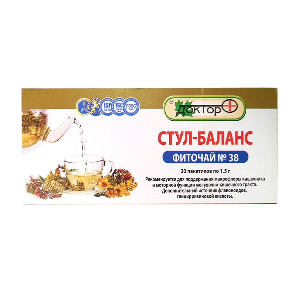 Фиточай №38 Стул-баланс 20 фильтр-пакетиков по 1,5 г БАД