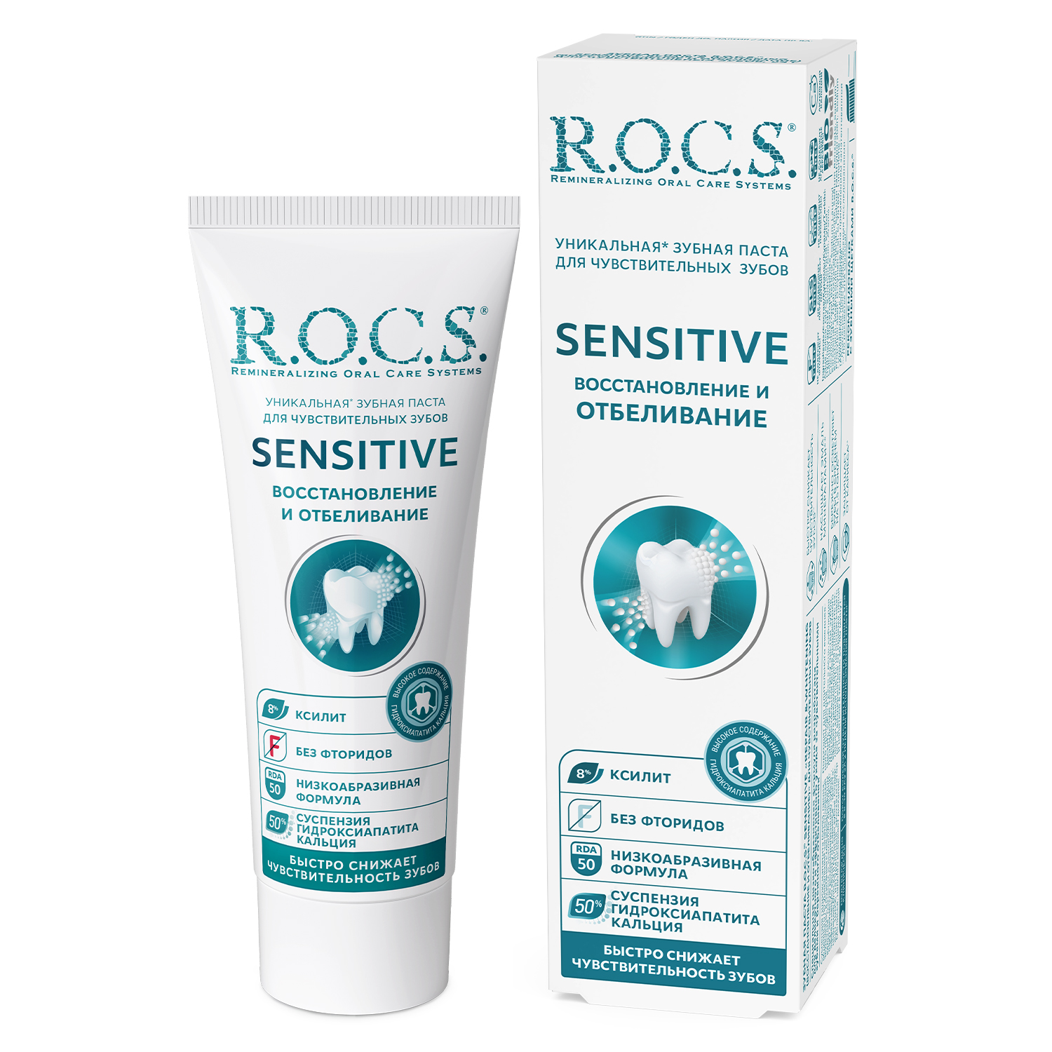Зубная паста R.O.C.S. Sensitive Repair & Whitening Восстановление и Отбеливание 94г