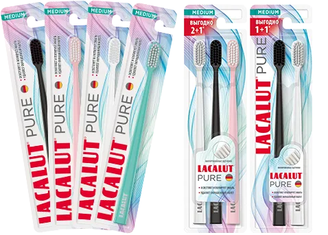 Зубная щетка LACALUT Pure средней жесткости 1+1