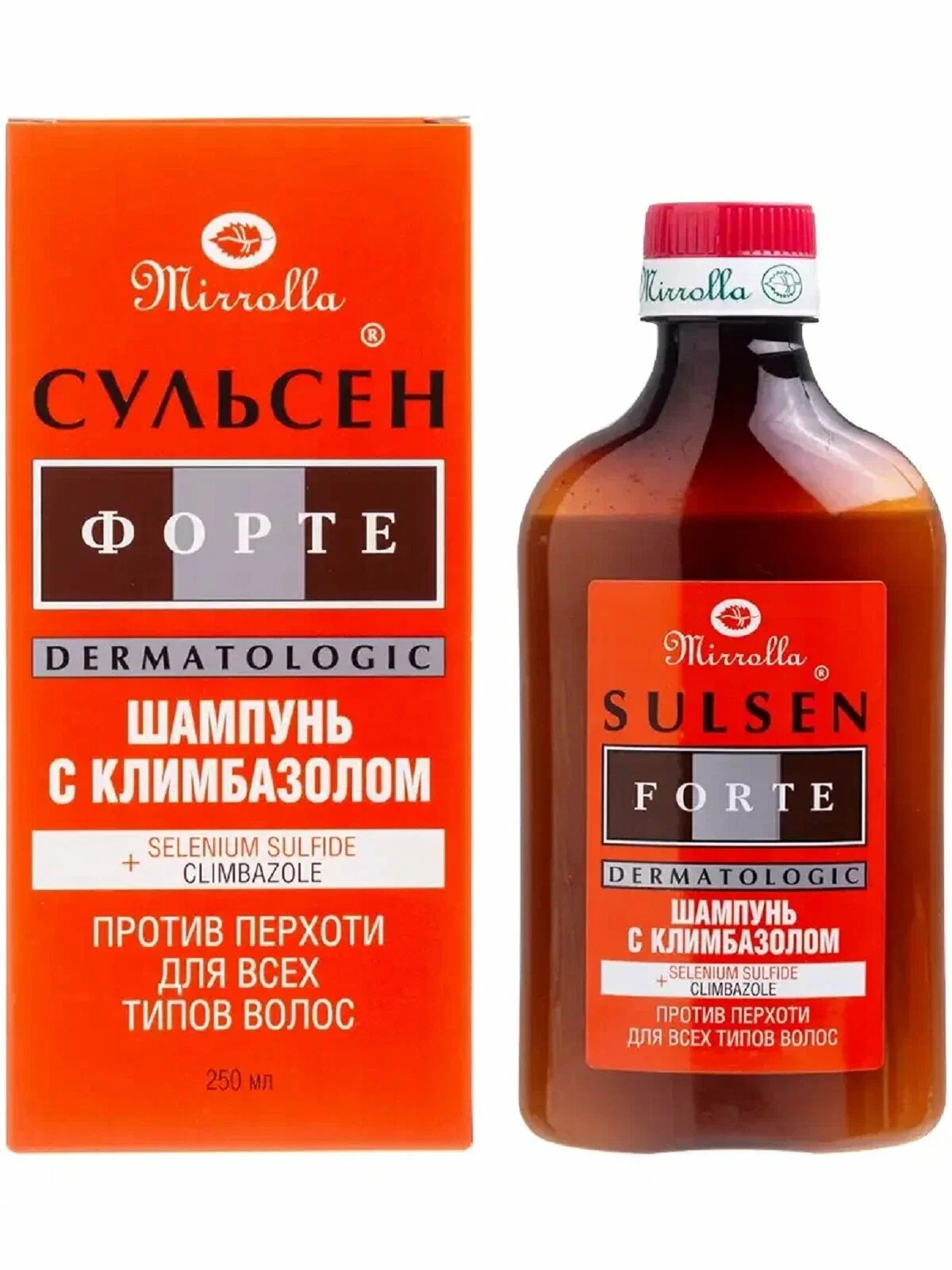 Шампунь сульсеновый Форте с Климбазолом против перхоти Mirrolla SULSEN 250мл 